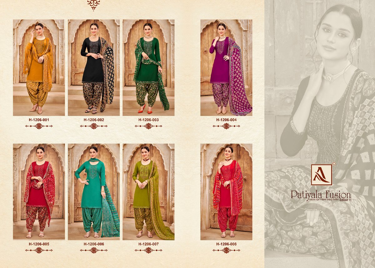 Alok Suit Patiyala Fusion Edition Vol-11 1206-001 to 1206-008 Series 9