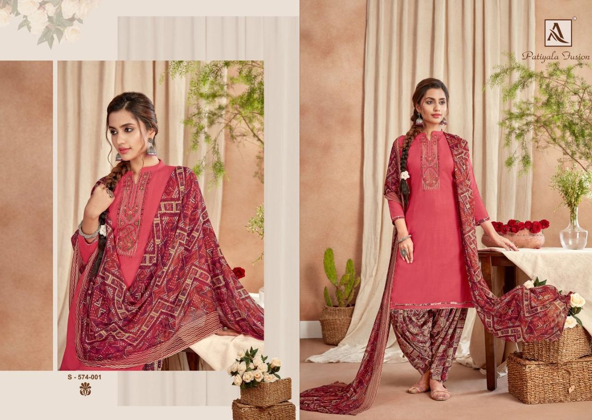 Alok Suits Patiyala Fusion 574-001 to 574-010 Series 1