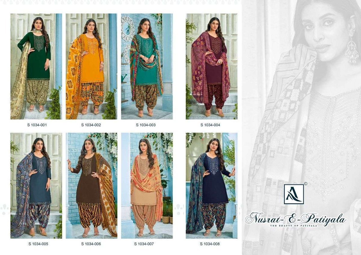 Alok Suits Nusrat-E-Patiyala 1034-001 to 1034-008 Series 9
