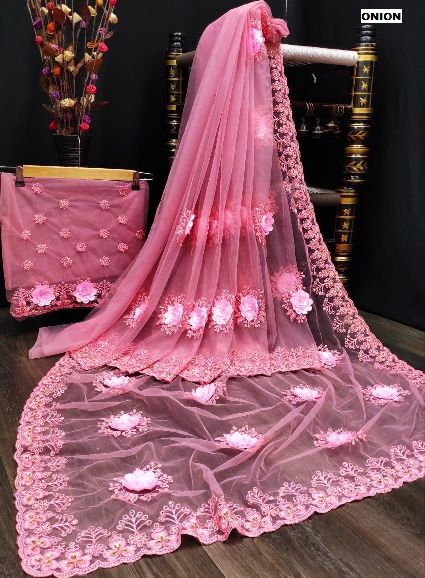 DF 3157 Designer Net Sarees 4
