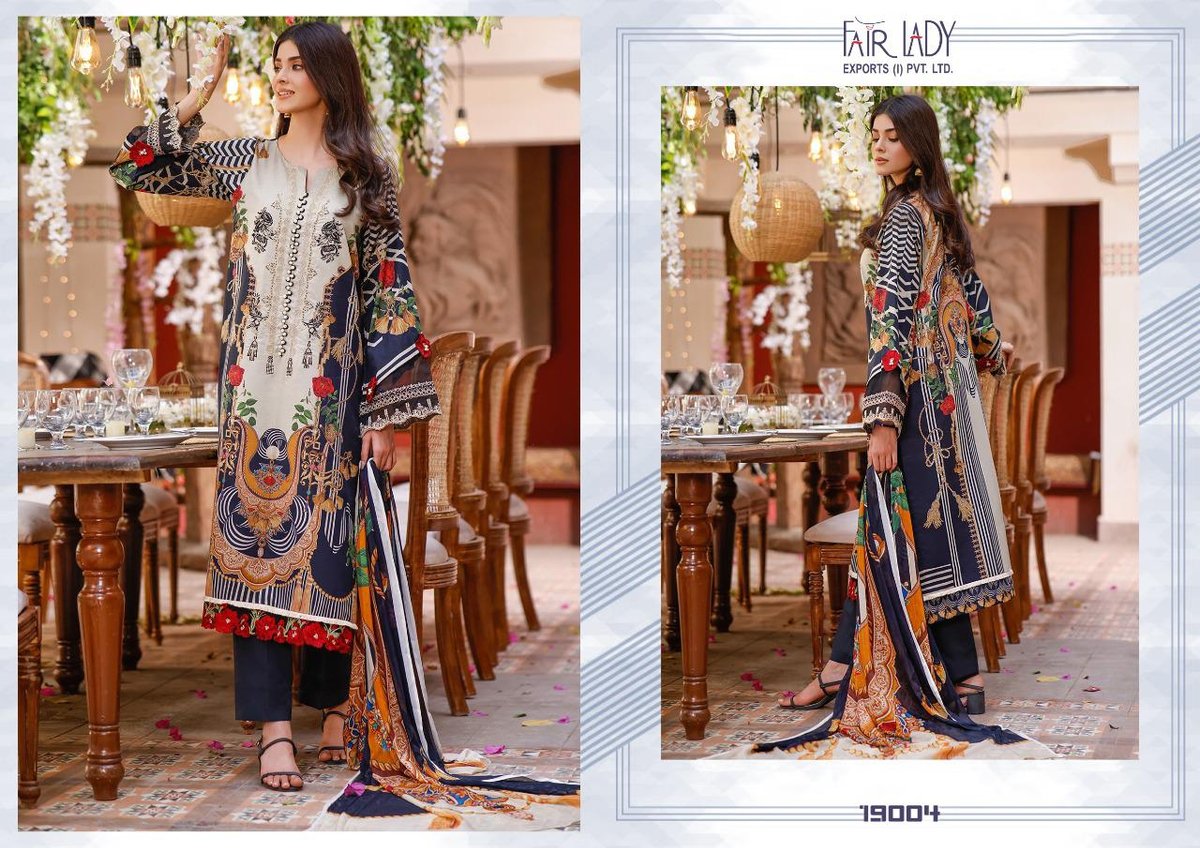 Fair Lady Baroque Luxury Lawn Collection 19001-19007 Series 4