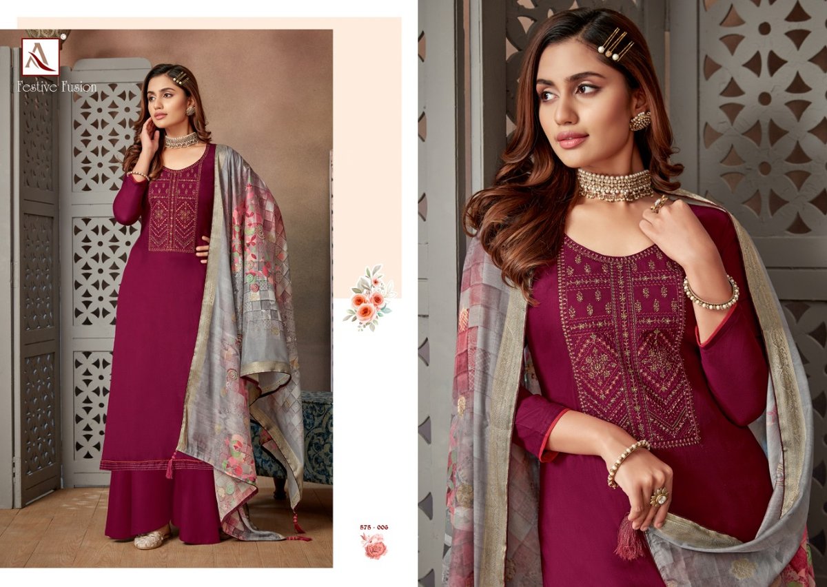 Alok Suits Festive Fusion 575-001 to 575-008 Series 6