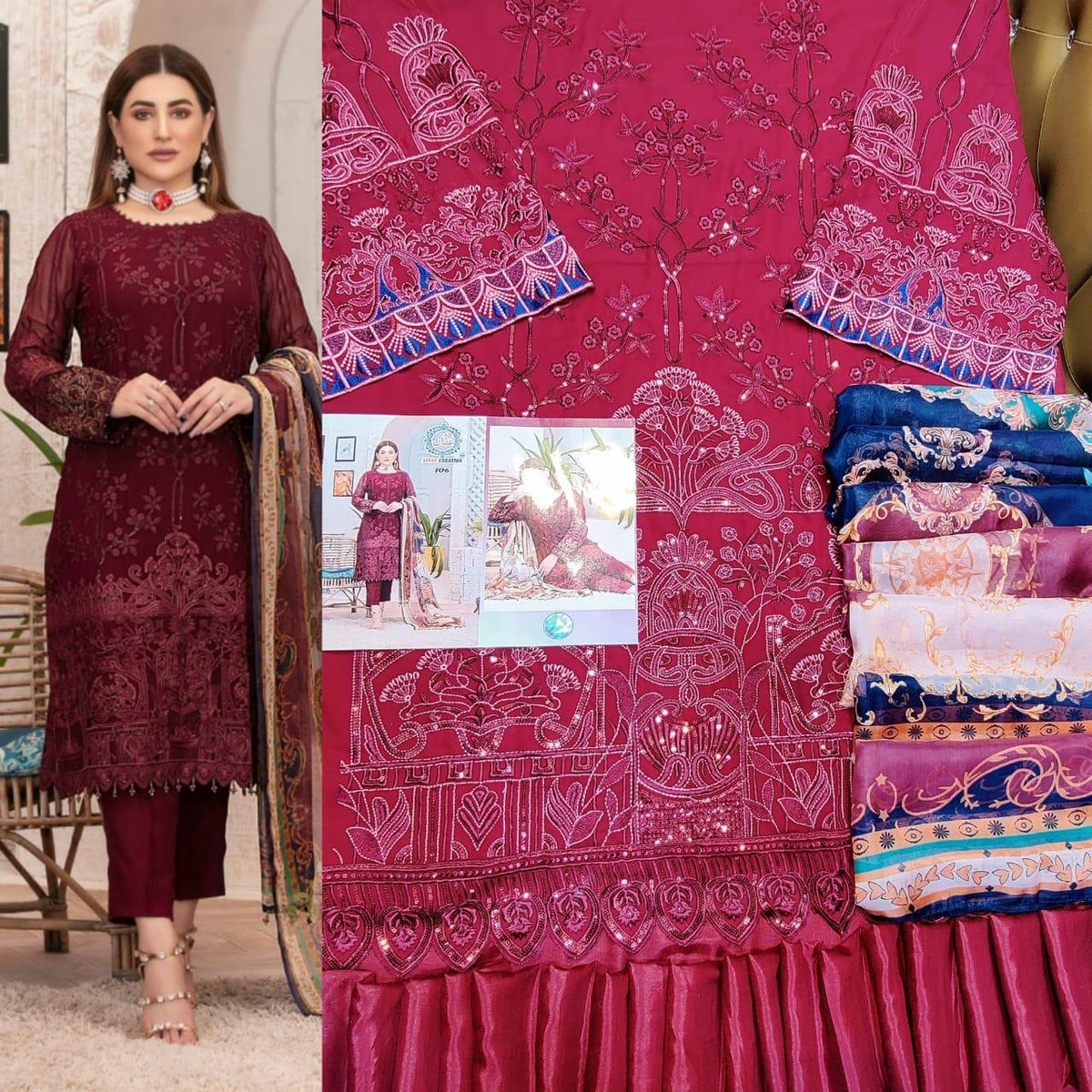 Affan Creation 106 Pink Salwar Kameez 3