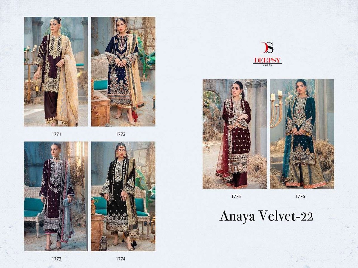 Deepsy Suits Anaya Velvet Vol-22 1771-1776 Series 7