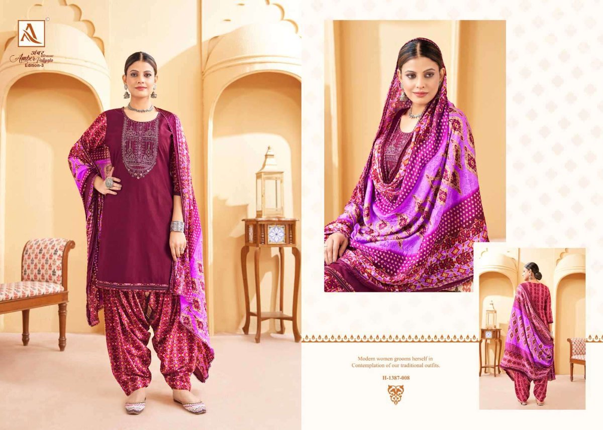 Alok Suit Amber Patiyala Edition Vol-3 1387-001 to 1387-008 Series 8
