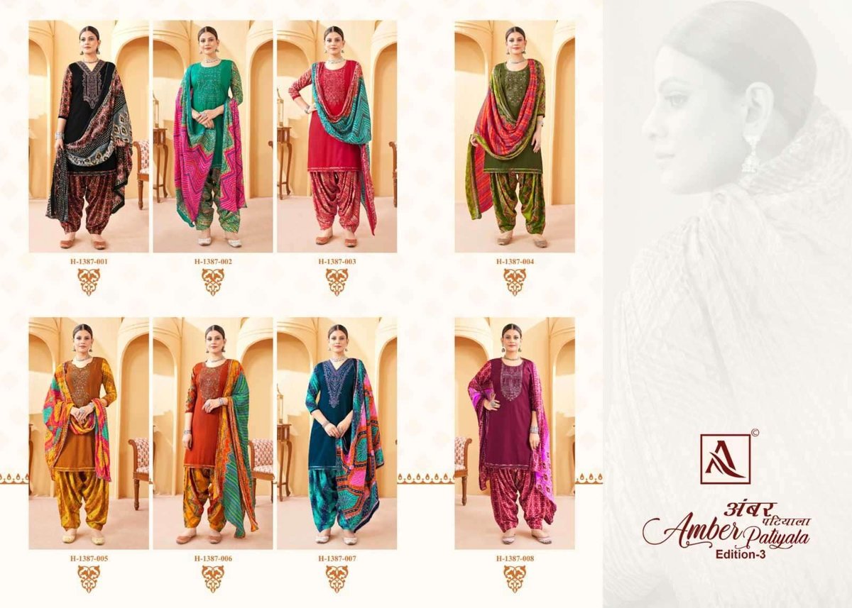 Alok Suit Amber Patiyala Edition Vol-3 1387-001 to 1387-008 Series 9