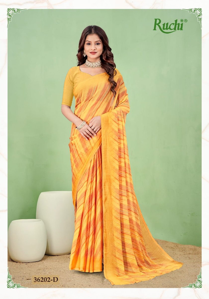 RUCHI SAREE STAR CHIFFON LEHRIYA SPECIAL 36201-A TO 36203-D 8