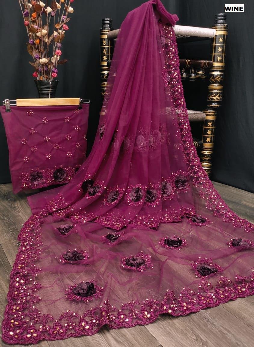 DF 3157 Designer Net Sarees 1