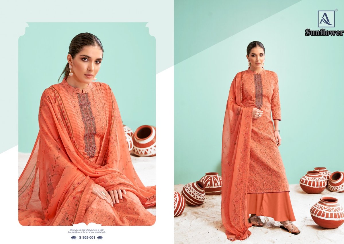 Alok Suit Sunflower 805-001 to 805-010 Series 1