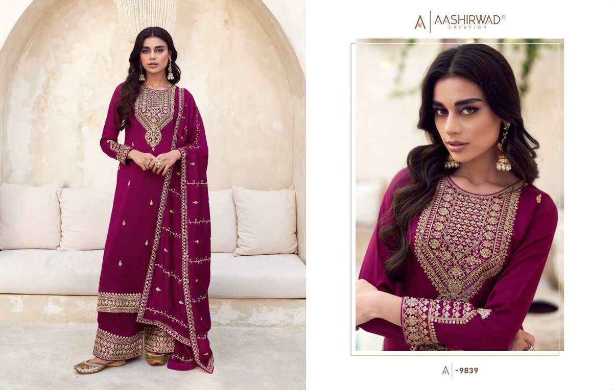 Aashirwad Creation Gulkand Rang 9839-9843 Series 1