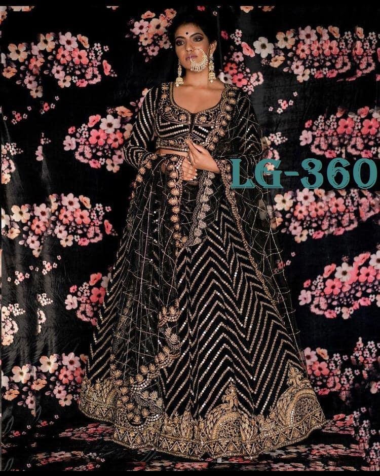 Bollywood Designer Lehenga Choli LG-360 Black Velvet 1