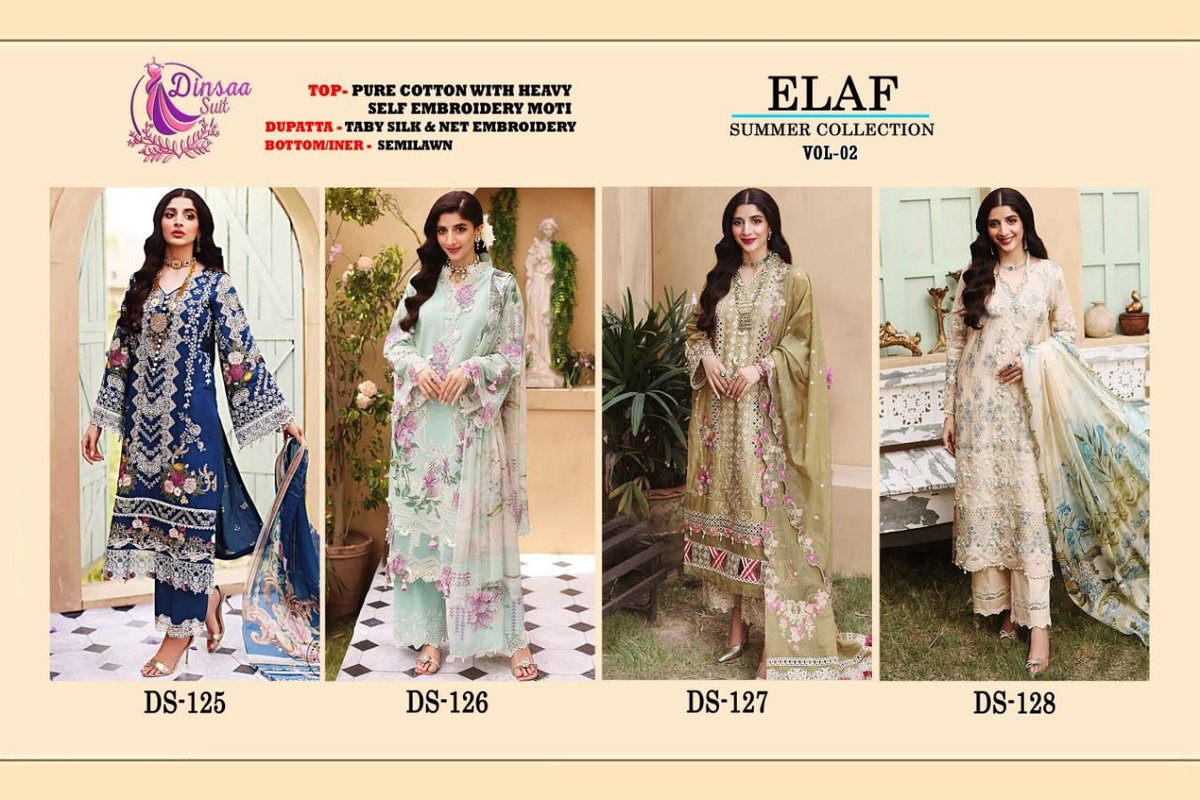 Dinsaa Suit Elaf Summer Collection Vol-2 DS-125 to DS-128 Series 9