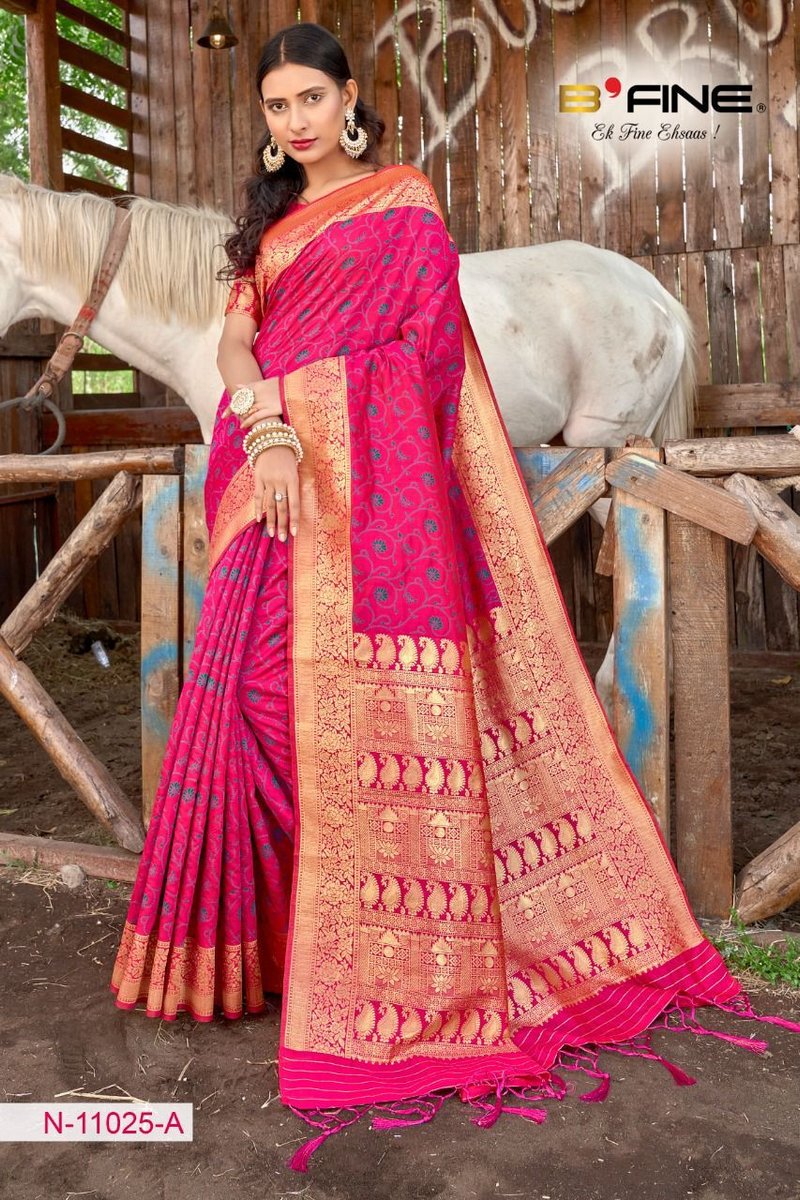 B Fine Saree Art Of Zari 11025-11027 Colors 1