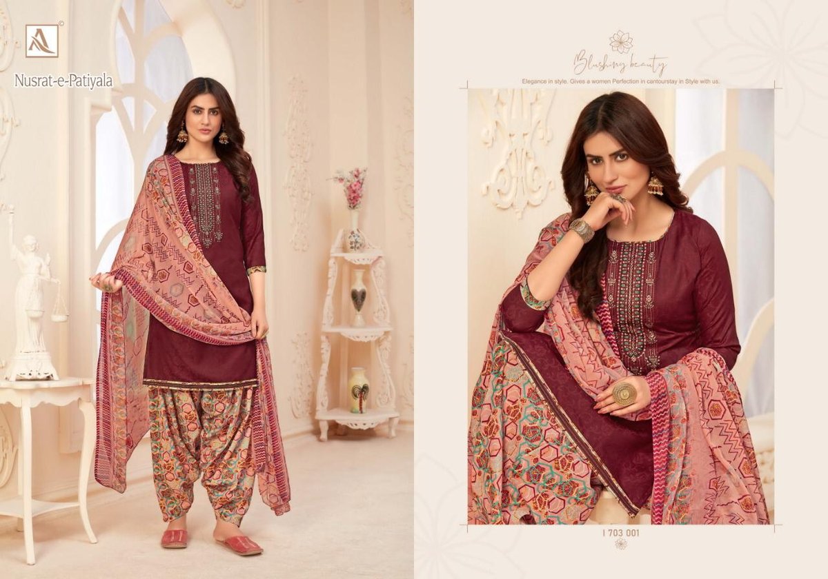 Alok Suits Nusrat E Patiyala 703-001 to 703-010 Series 1