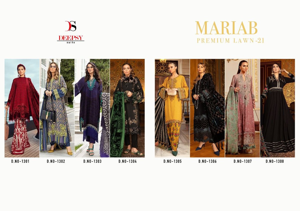 Deepsy Suits Mariab Premium Lawn Vol-21 1301-1308 Series 9