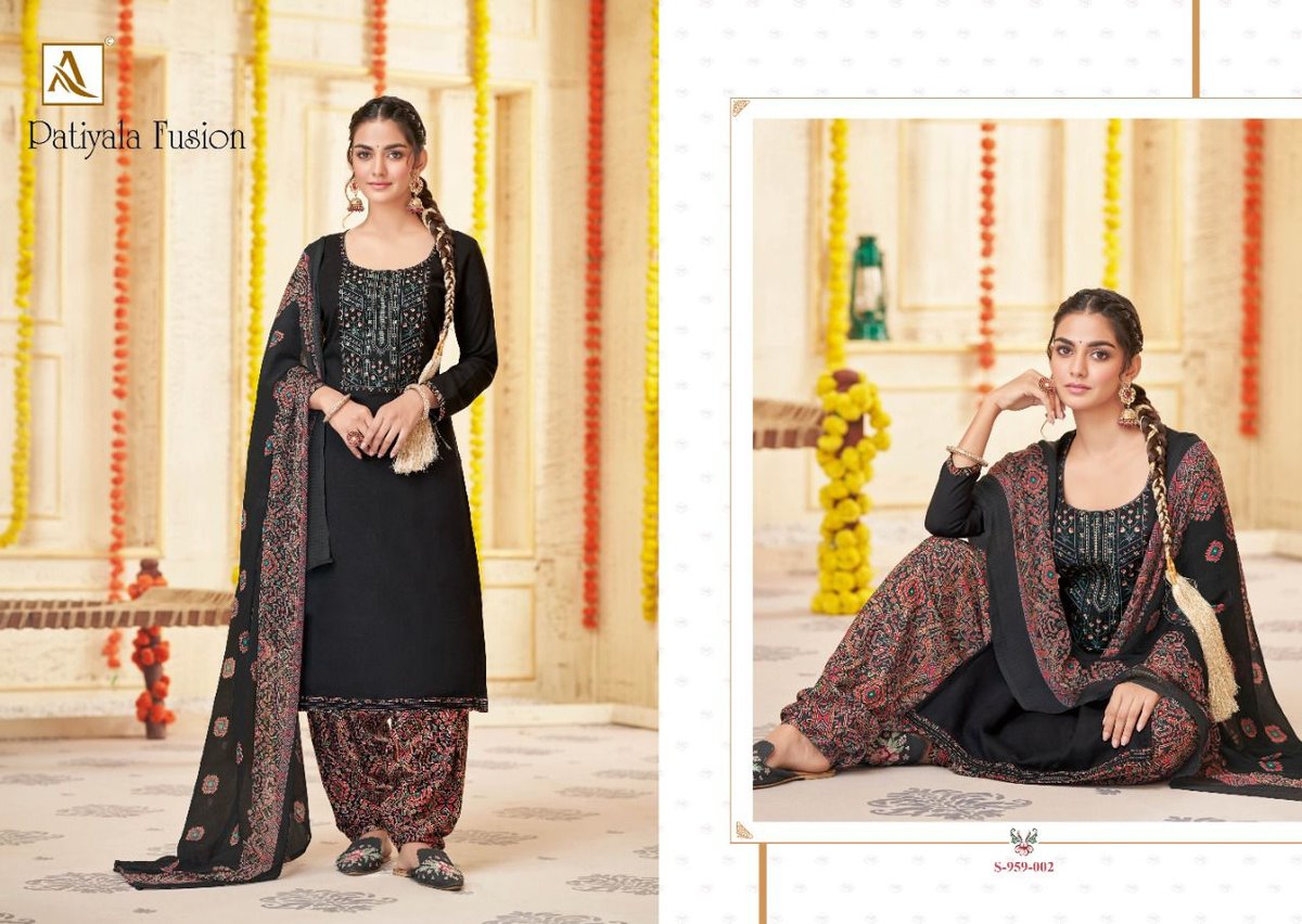 Alok Suit Patiyala Fusion 959-001 to 959-008 Series 2