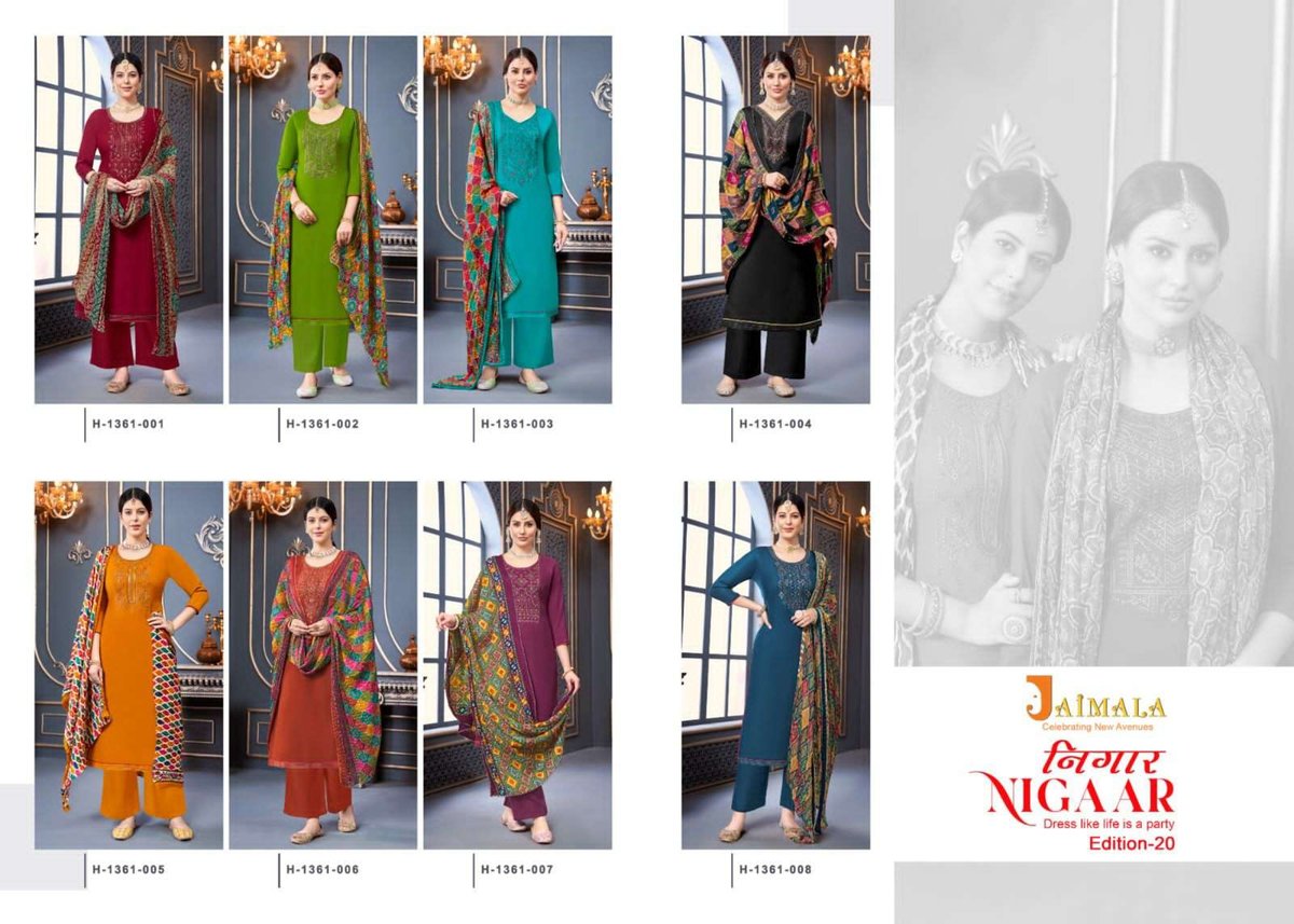 Alok Suit Jaimala Nigaar Edition 20 1361-001 to 1361-008 Series 9