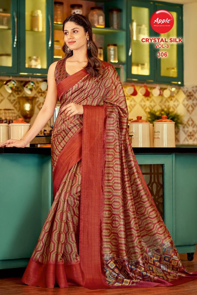 Apple Saree Crystal Silk Vol-3 301-308 Series 6