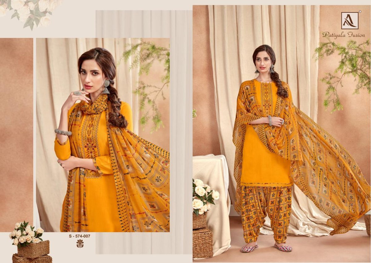 Alok Suits Patiyala Fusion 574-001 to 574-010 Series 7