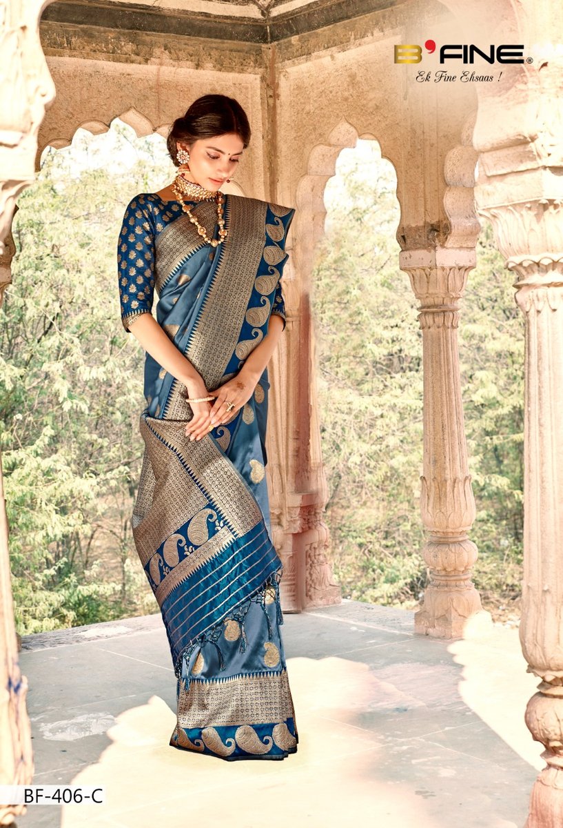 B Fine Saree Handwoven BF-406 to BF-409 Series 3