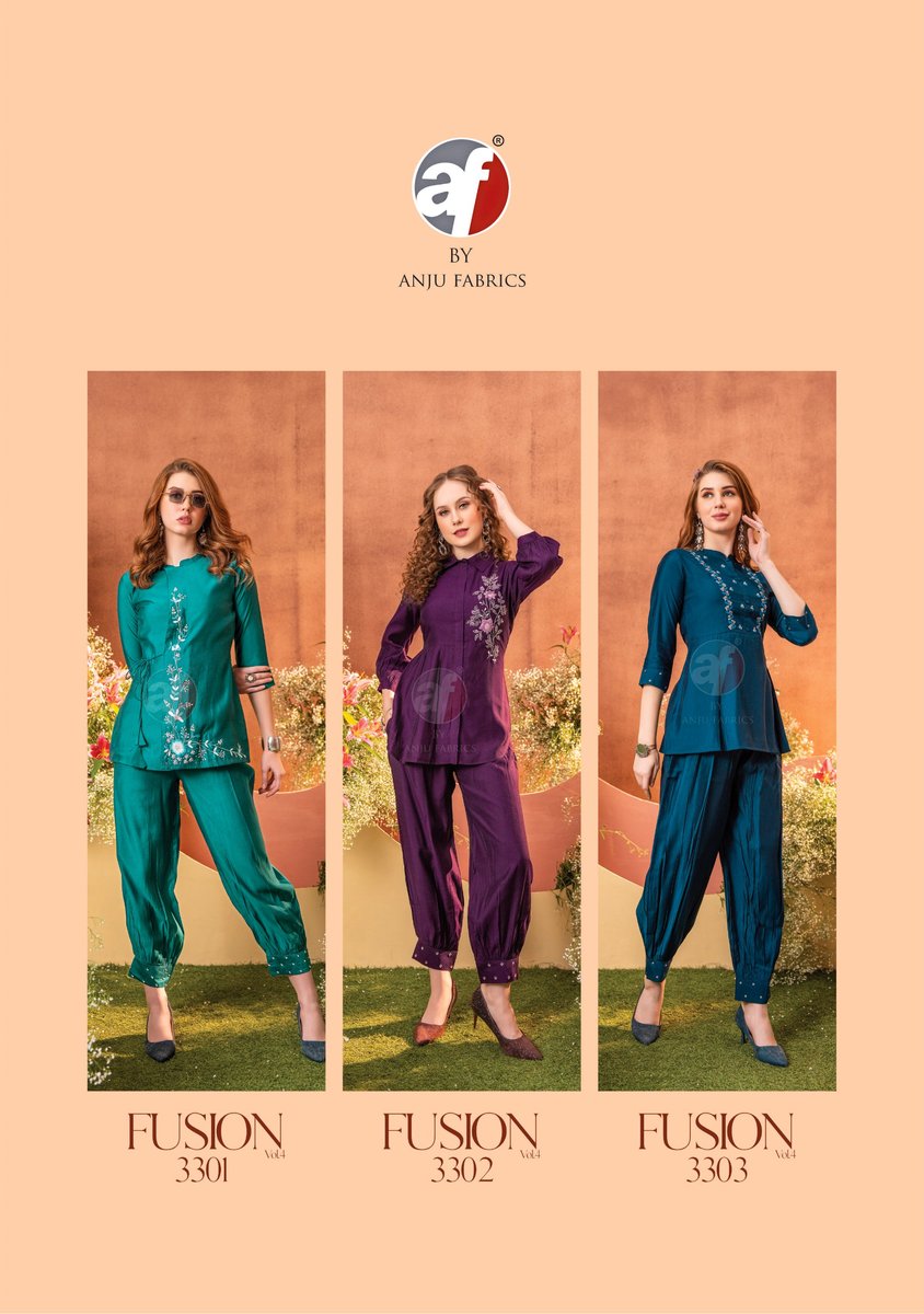 ANJU FABRICS FUSION VOL-4 3301 TO 3303 4