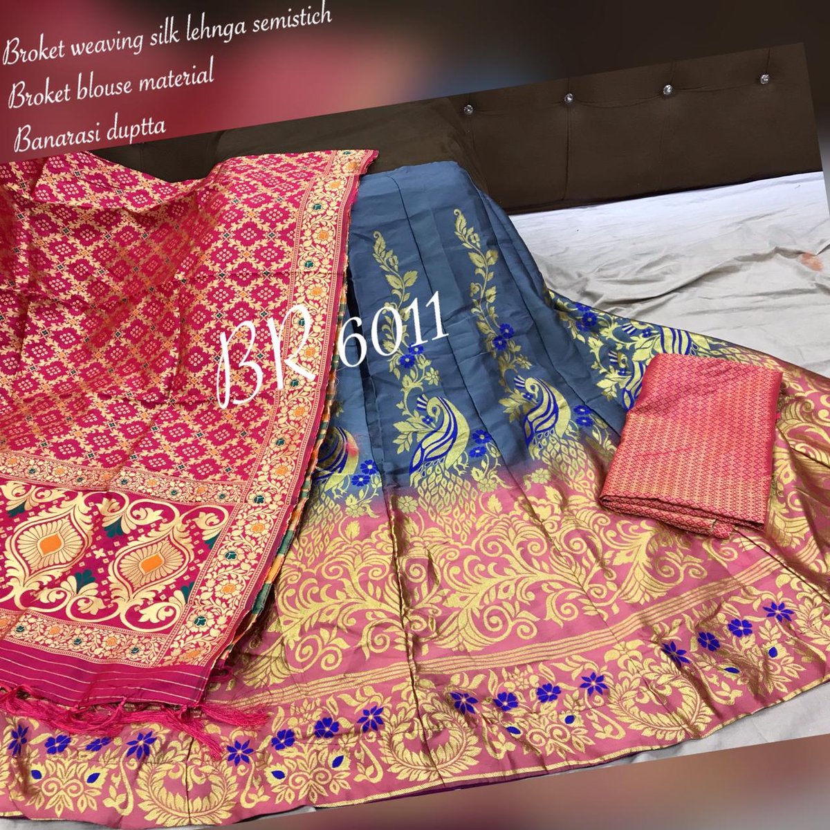 BR Heavy Golden Designer Lehenga BR-6011 Colors 8