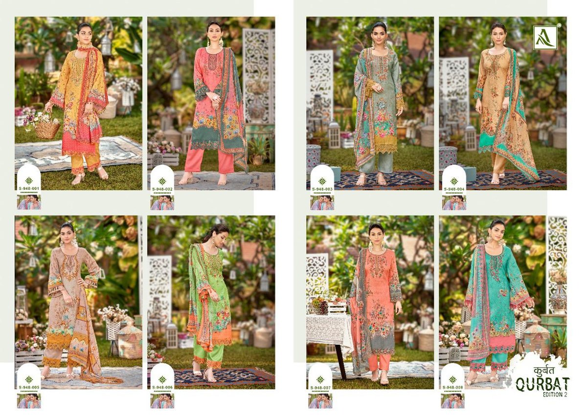 Alok Suit Qurbat Edition Vol-2 948-001 to 948-008 Series 9
