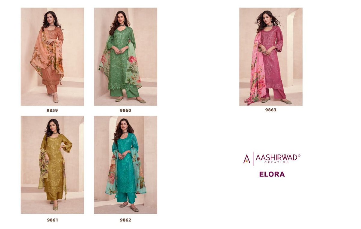 AASHIRWAD CREATION ELORA 9859 TO 9863 SERIES 6