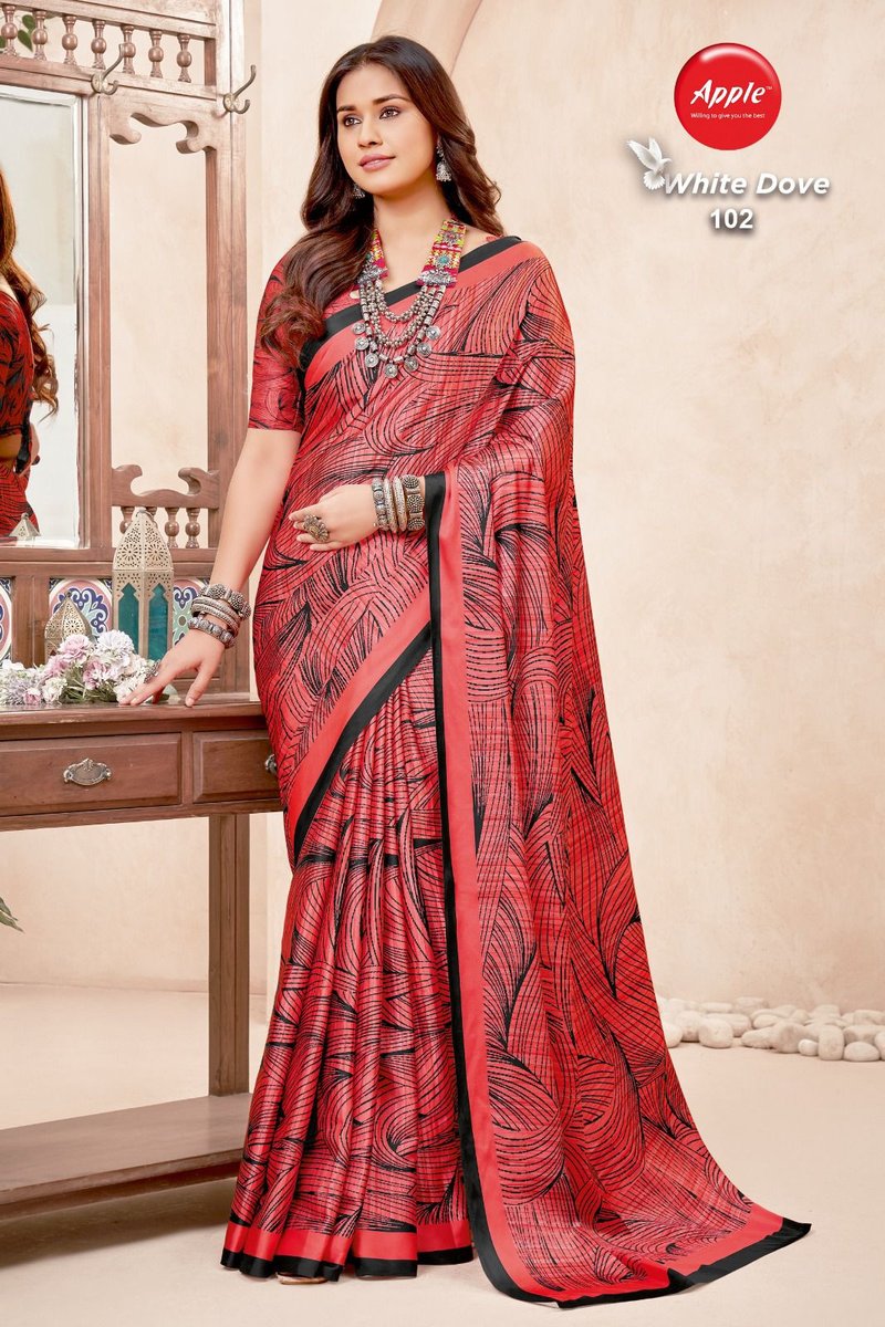 Apple Saree White Dove 101-108 Series 2