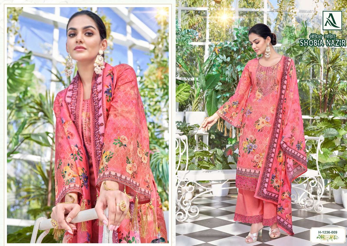 Alok Suit Shobia Nazir Lawn Collection 1236-001 to 1236-010 Series 9