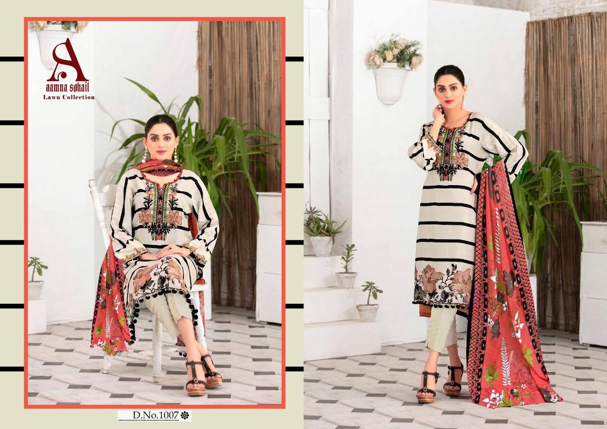 Aamna Sohail Lawn Collection 1001-1010 Series 7