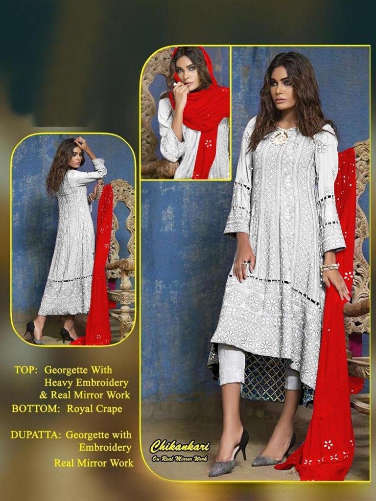 Chikankari Mirror Work Designer Suits Colors 9