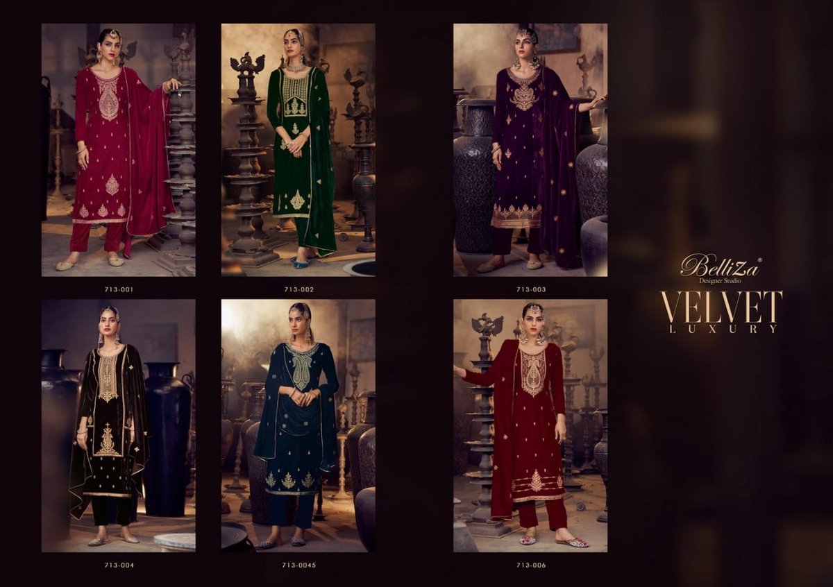 Belliza Designer Velvet Luxury 713-001 To 713-006 Series 7