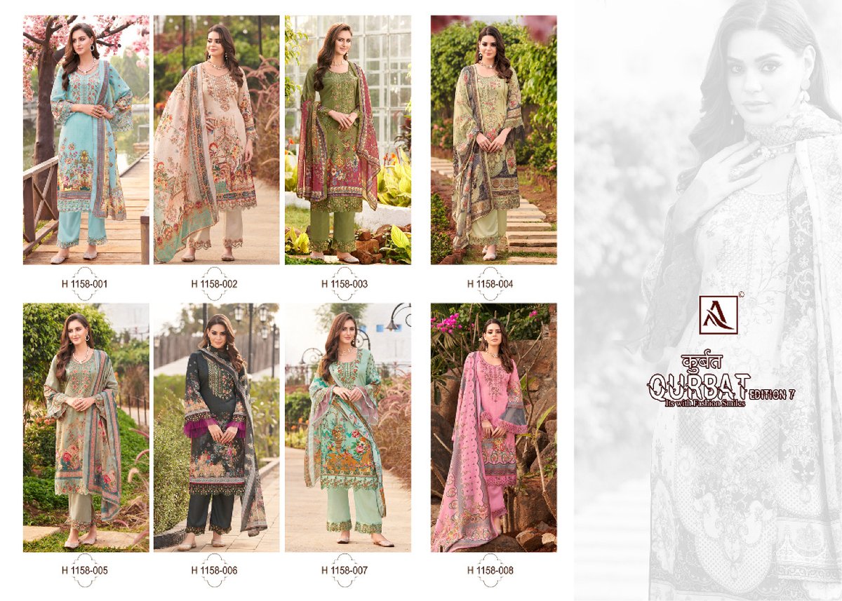 Alok Suit Qurbat Edition Vol-7 1158-001 to 1158-008 Series 9