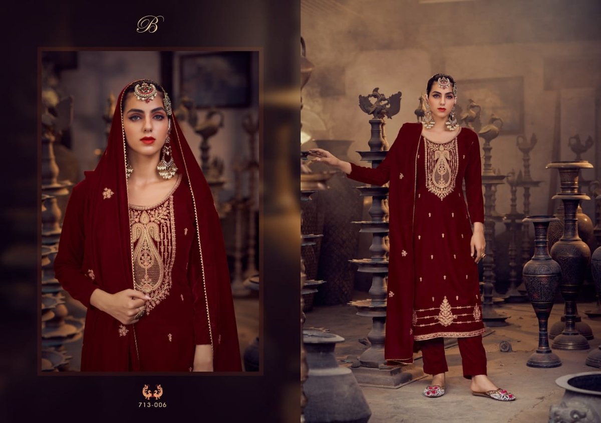 Belliza Designer Velvet Luxury 713-001 To 713-006 Series 6