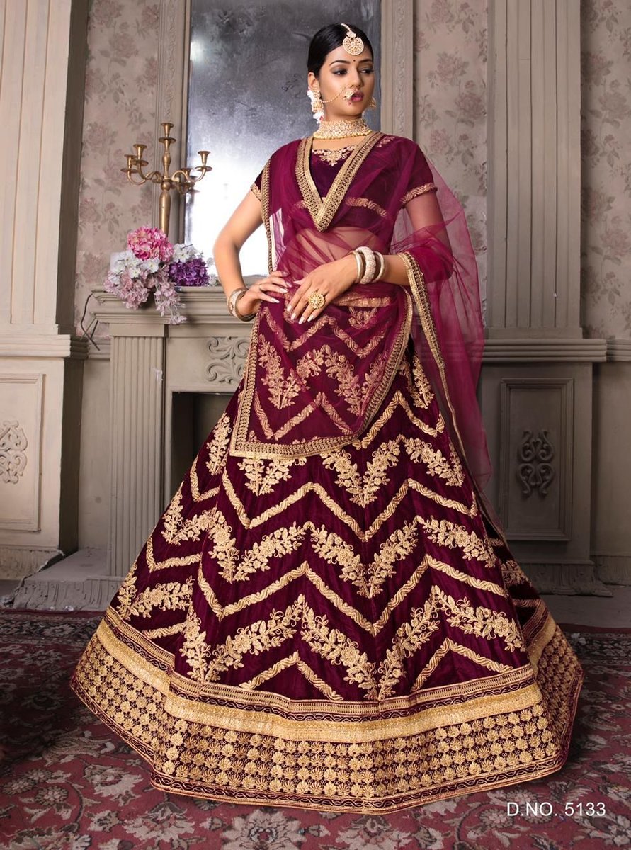 Bollywood Maroon Designer Lehenga 5133 Design 1