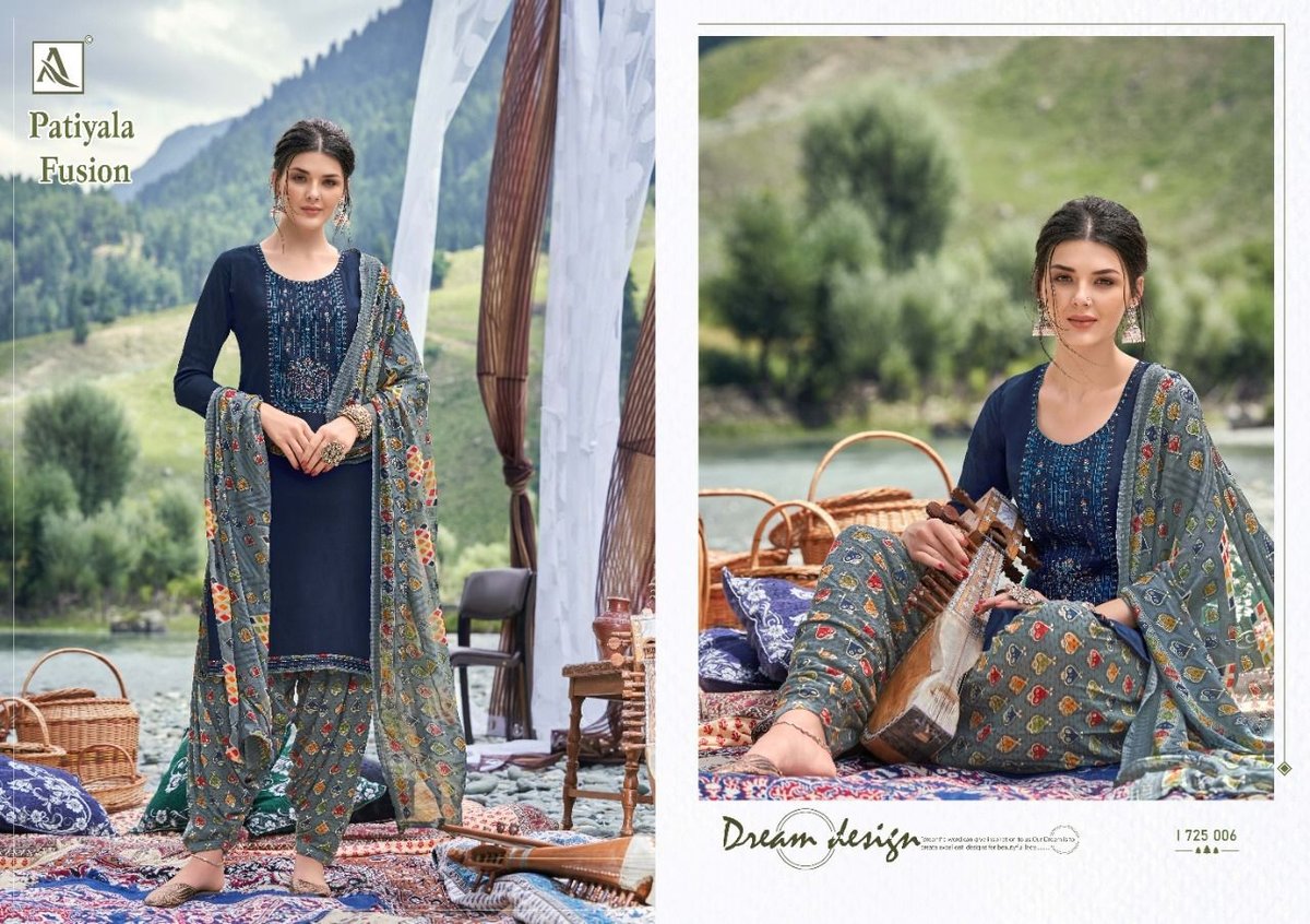 Alok Suits Patiyala Fusion 1725-001 to 1725-010 Series 6