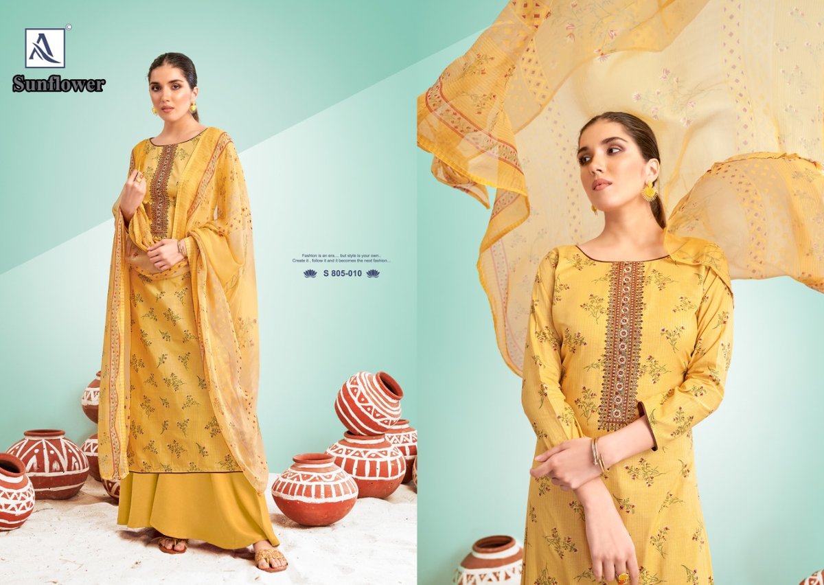Alok Suit Sunflower 805-001 to 805-010 Series 10