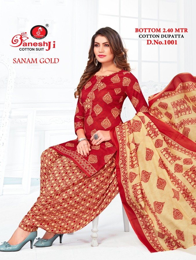 Ganeshji Cotton Suits Sanam Gold 1001-1010 Series 1