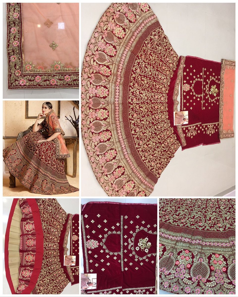 DJ Bridal Wedding Wear Maroon Lehenga DJ-124 Design 3