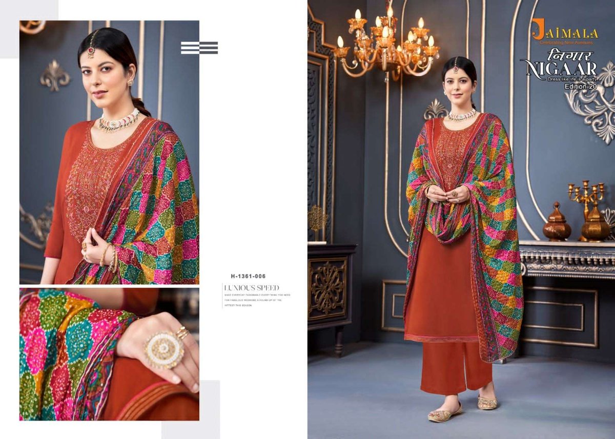 Alok Suit Jaimala Nigaar Edition 20 1361-001 to 1361-008 Series 6