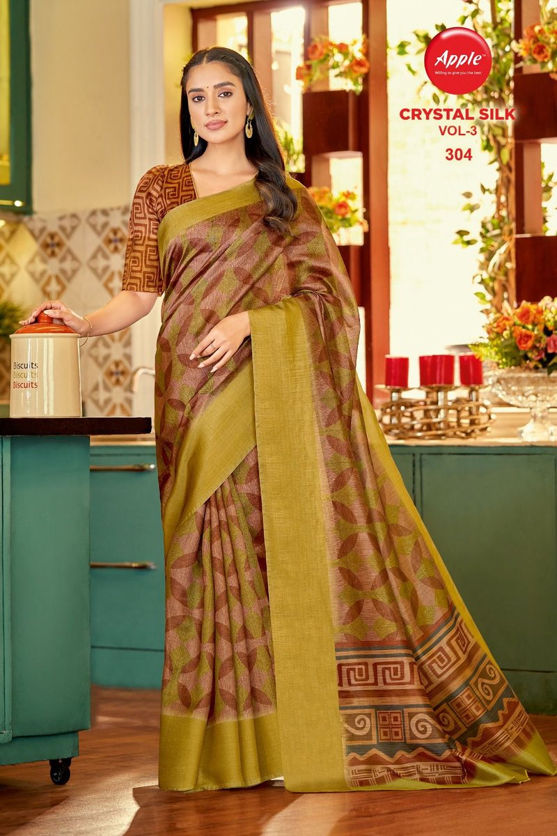 Apple Saree Crystal Silk Vol-3 301-308 Series 4