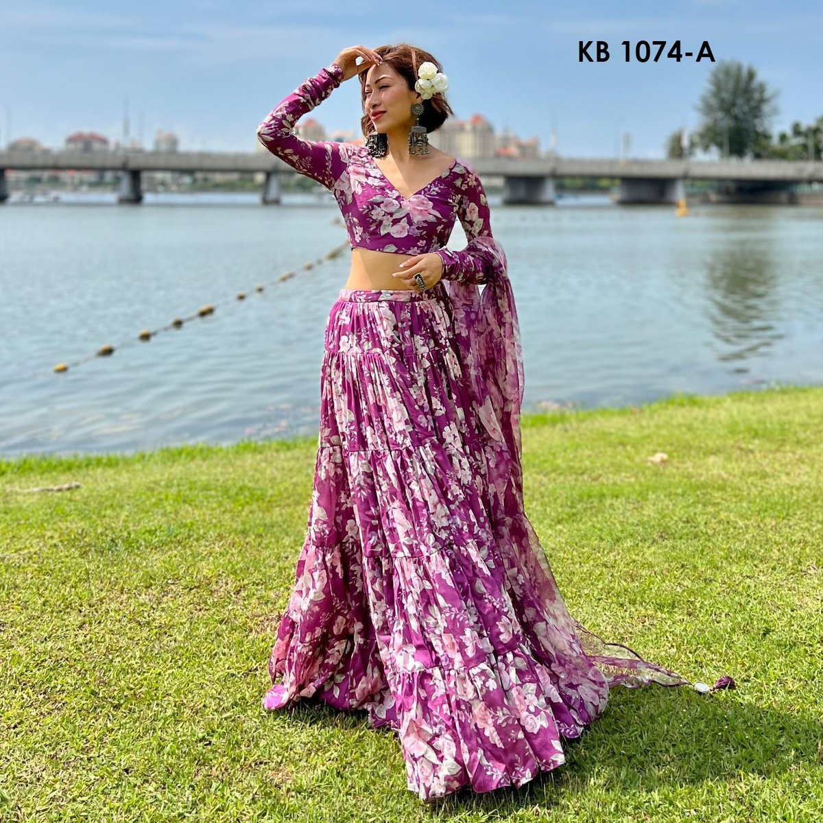 KB SERIES ORGANZA LEHENGA 1074-A TO 1074-C 1