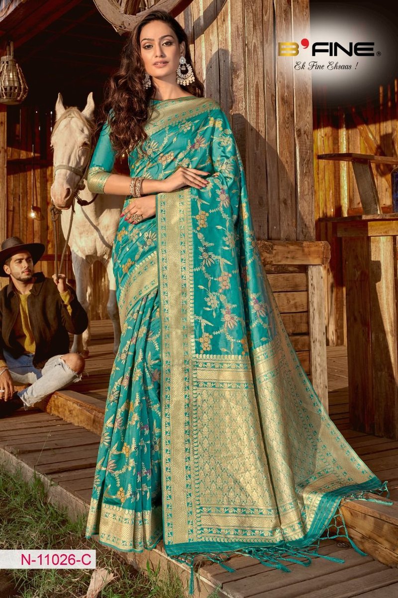 B Fine Saree Art Of Zari 11025-11027 Colors 3