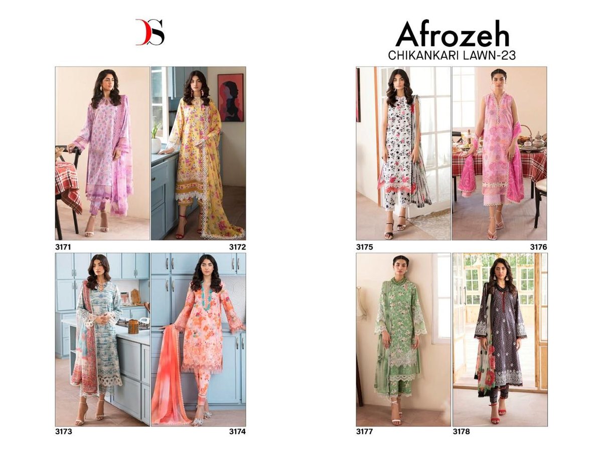 Deepsy Suit Afrozeh Chikankari Lawn Vol-23 3171-3178 Series 9