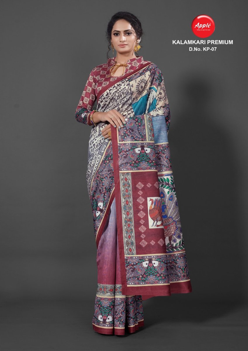 Apple Saree Kalamkari Premium KP-01 to KP-12  Series 7