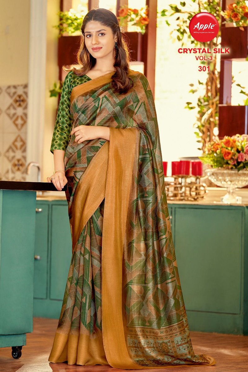 Apple Saree Crystal Silk Vol-3 301-308 Series 1