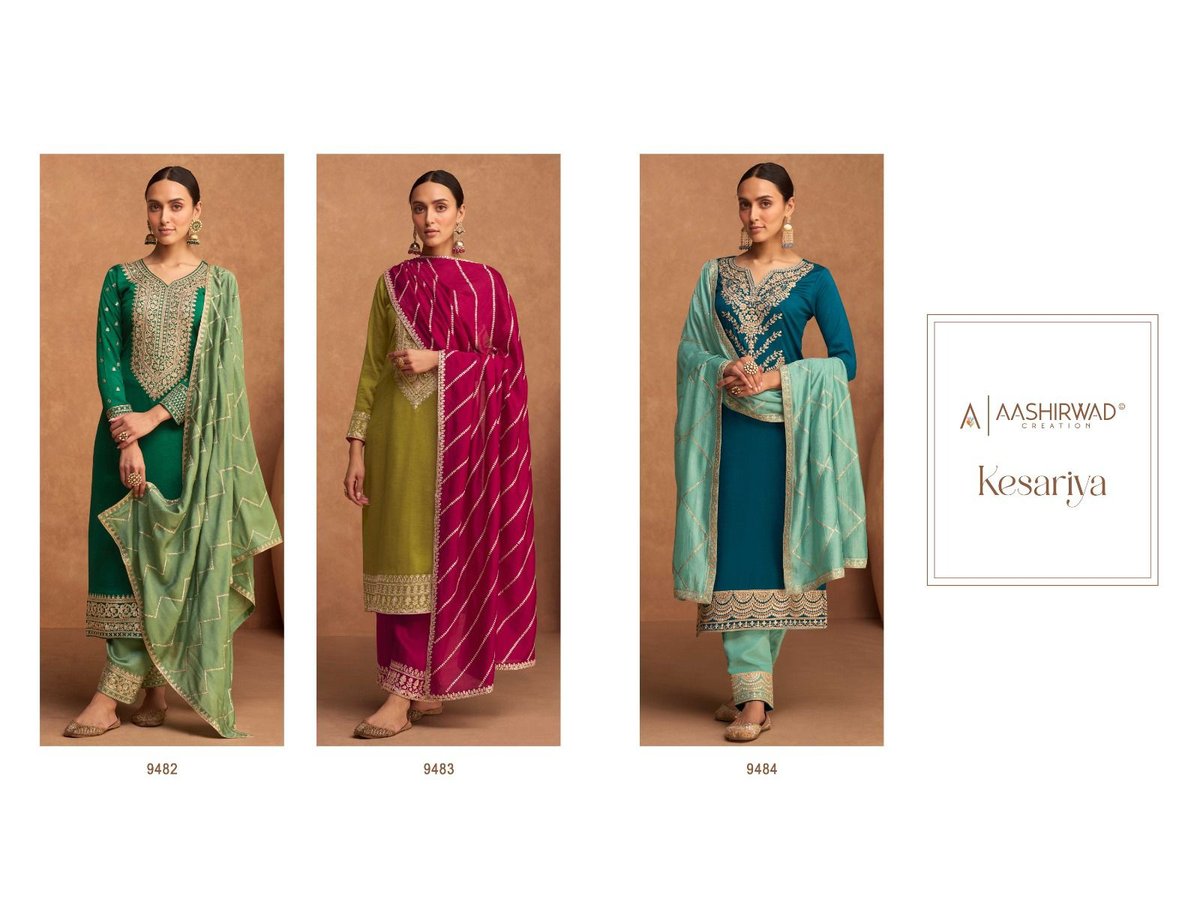 Aashirwad Creation Kesariya 9482-9484 Series 4