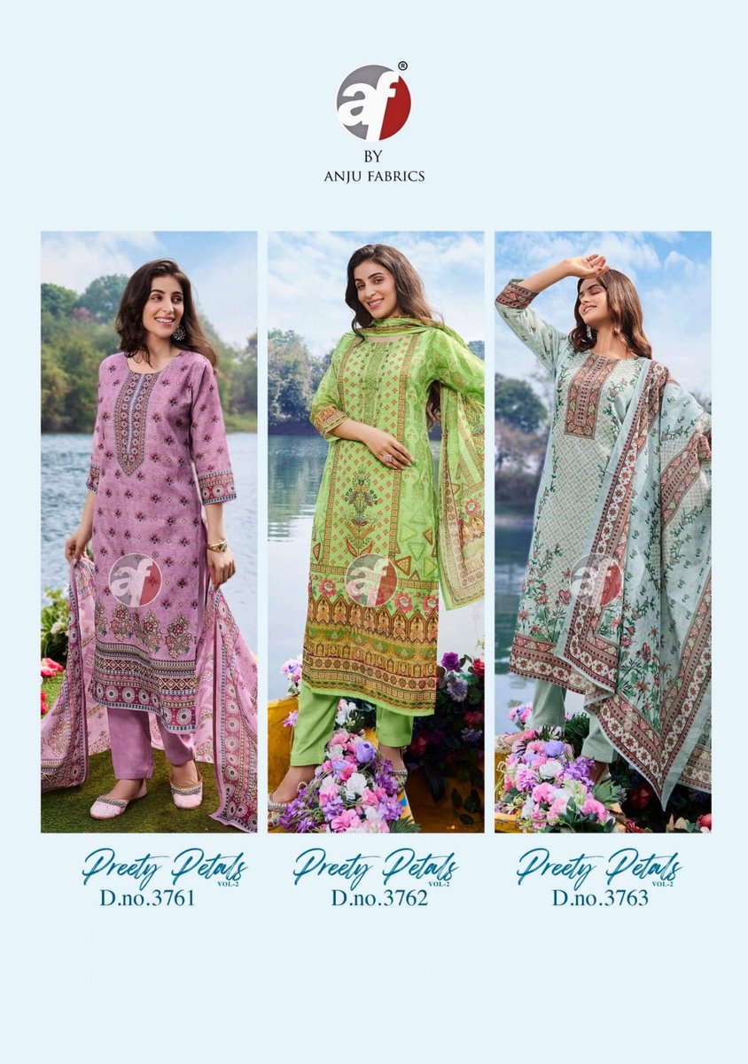 ANJU FABRIC PREETY PETALS VOL-2 3761 TO 3763 4