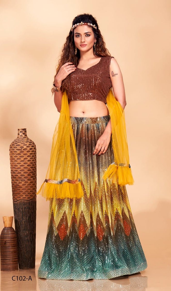 Aamoha Trendz Ready Made Designer Crop Top C-102 Colors 1